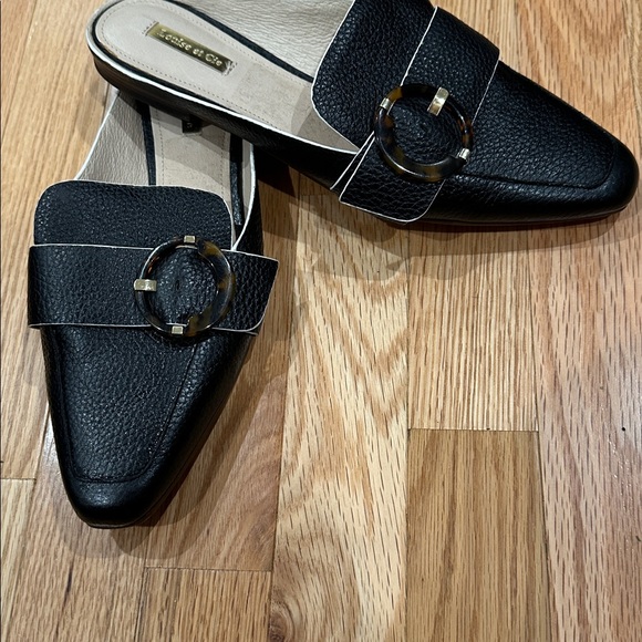 Louise et Cie Black Leather Mules with Horsebit Detail - Picture 10 of 11